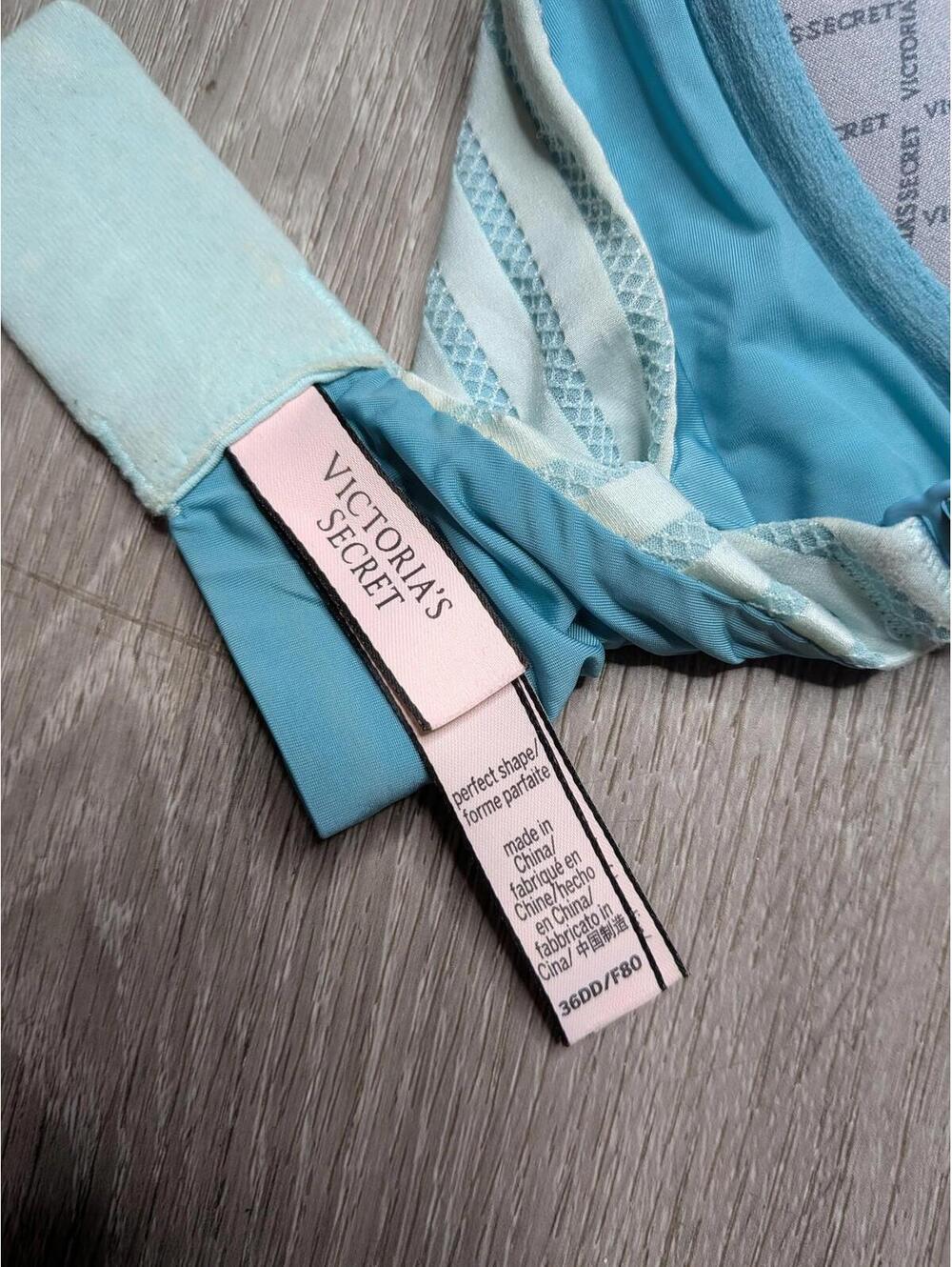 Victoria's Secret Bra Womens 36DD Blue Perfect Shape Striped T-Shirt Padded - Picture 7 of 7